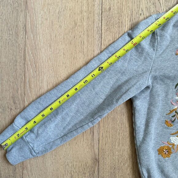 Maeve x Anthropologie Marcie Sweatshirt Womens XS Gray Floral Embroidery Boho - Picture 14 of 14